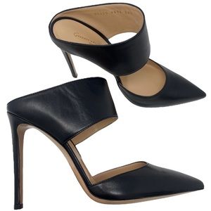 GIANVITO ROSSI Cutout Mule PUMP heel black leather size 381/2 38.5 pointed toe